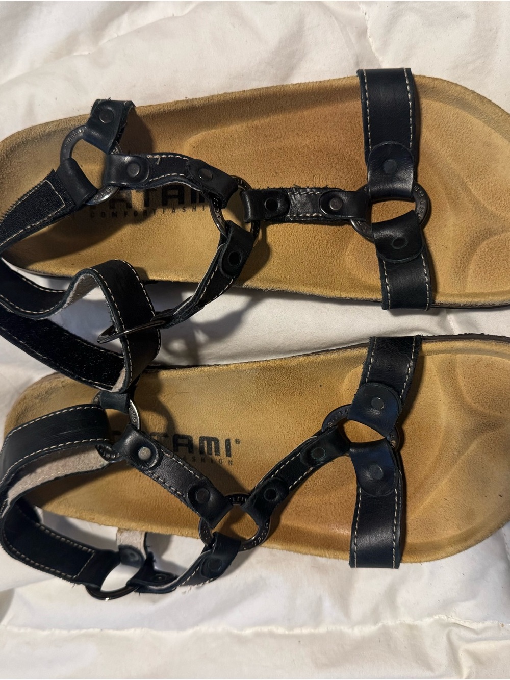 Black Women’s Strappy Sandals with Ring Details